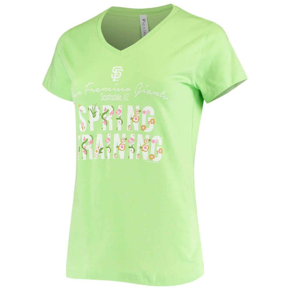 San Francisco Giants Soft as a Grape Women's Script Floral V-Neck T-Shirt | MLB US