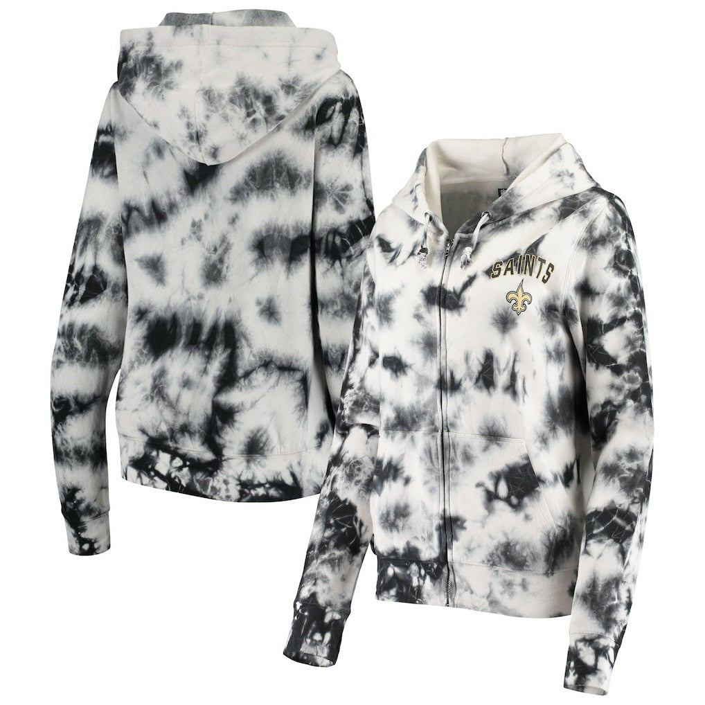 New Orleans Saints New Era Women's Tie Dye Fleece Full-Zip Hoodie