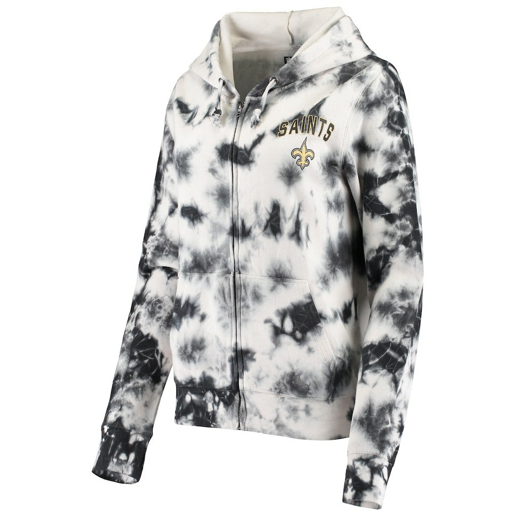 New Orleans Saints New Era Women's Tie Dye Fleece Full-Zip Hoodie