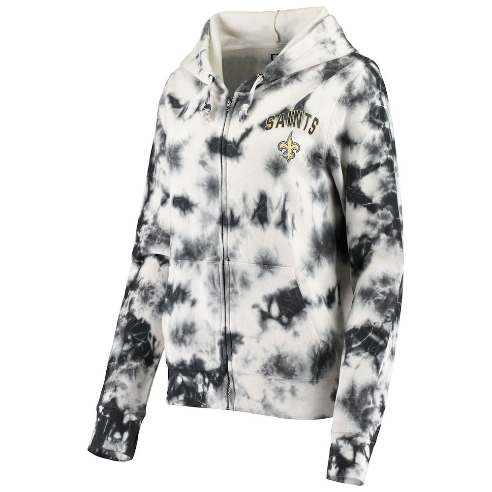 New Orleans Saints New Era Women's Tie Dye Fleece Full-Zip Hoodie