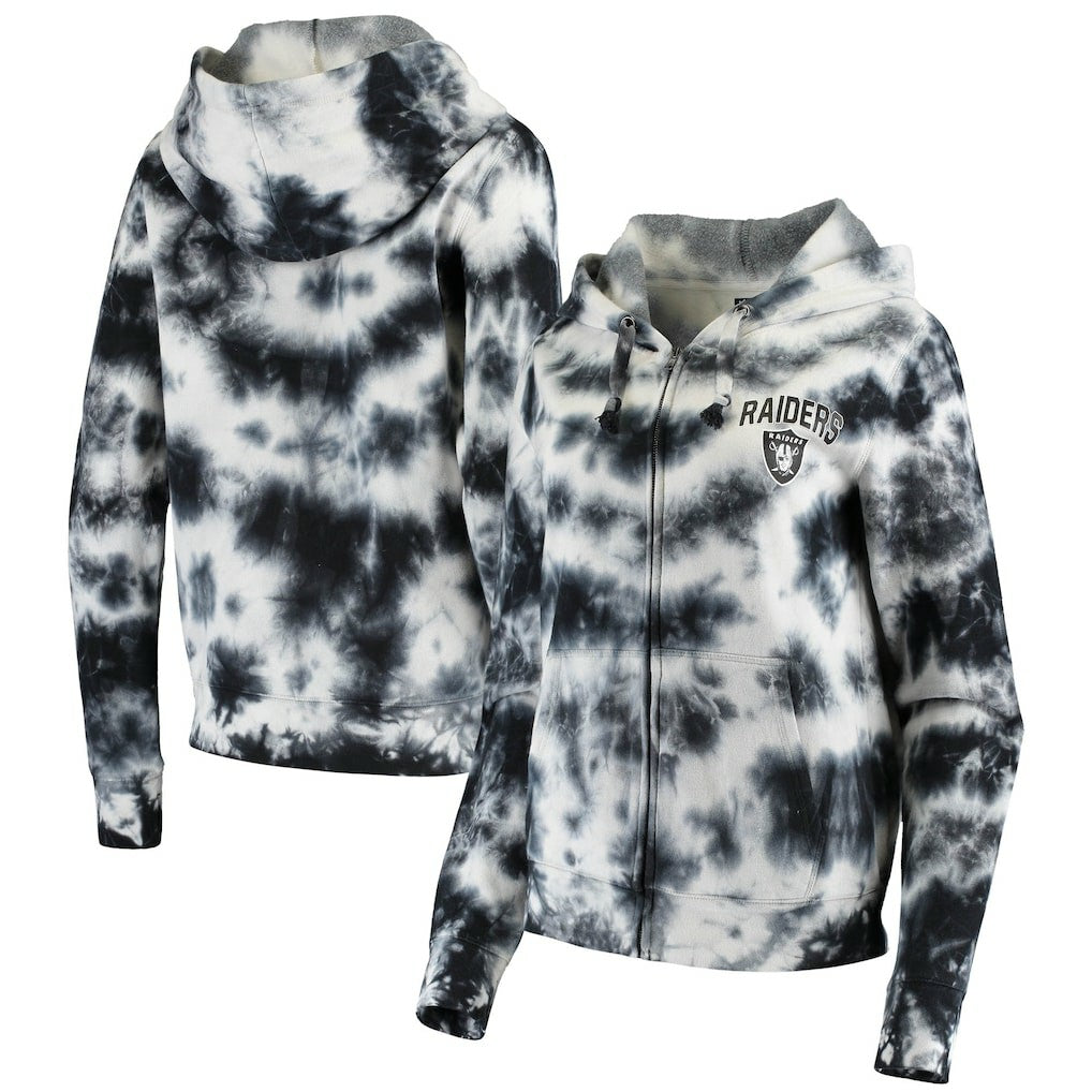 Las Vegas Raiders New Era Women's Tie Dye Fleece Full-Zip Hoodie