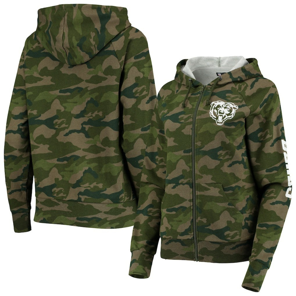 Chicago Bears New Era Women's Raglan Full-Zip Hoodie