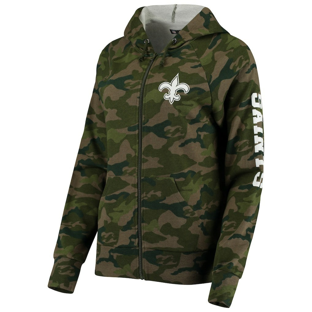 New Orleans Saints New Era Women's Raglan Full-Zip Hoodie