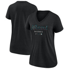 Miami Marlins Nike Women's Authentic Collection Tri-Blend V-Neck T-Shirt | MLB Sale