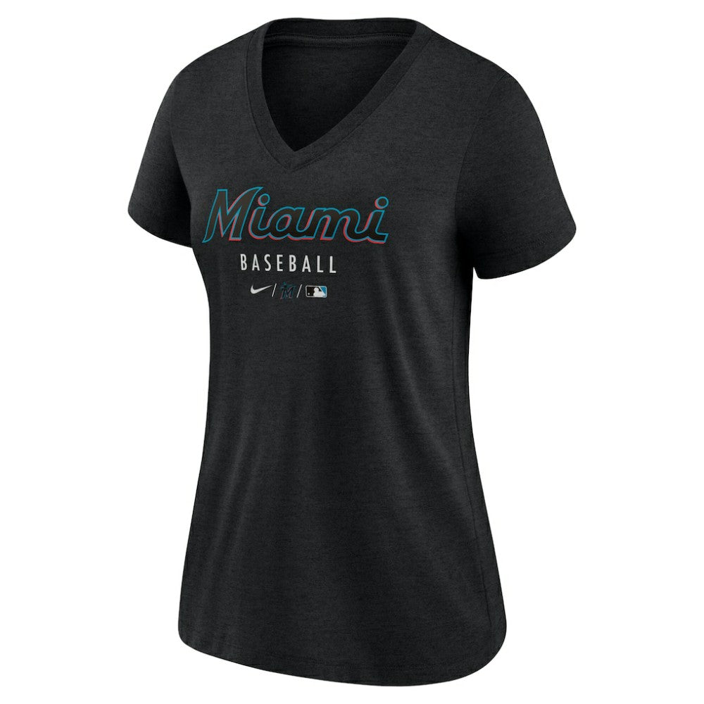 Miami Marlins Nike Women's Authentic Collection Tri-Blend V-Neck T-Shirt | MLB Sale