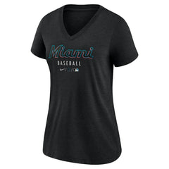 Miami Marlins Nike Women's Authentic Collection Tri-Blend V-Neck T-Shirt | MLB Sale