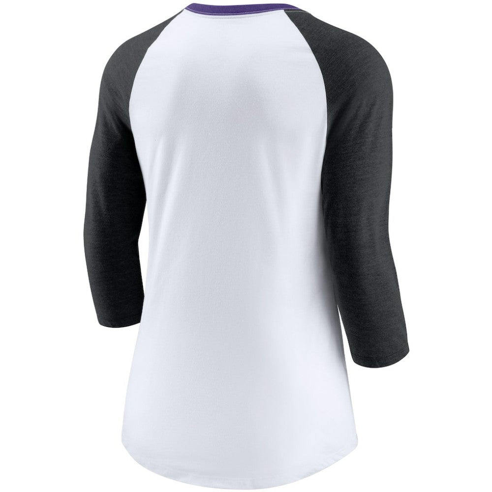Colorado Rockies Nike Women's Color Split Tri-Blend 3/4-Sleeve Raglan T-Shirt | MLB New