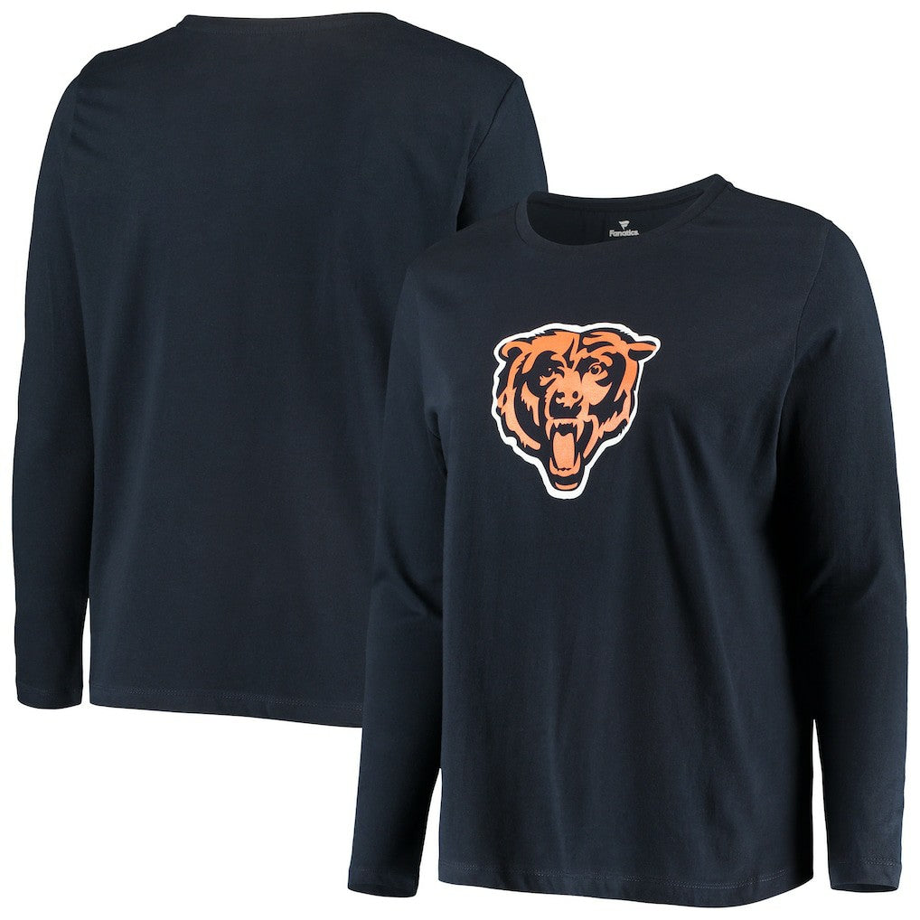 Chicago Bears Fanatics Women's Plus Size Primary Logo Long Sleeve Scoop Neck T-Shirt