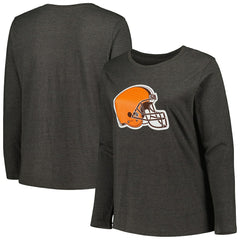 Cleveland Browns Fanatics Women's Plus Size Primary Logo Long Sleeve Scoop Neck T-Shirt