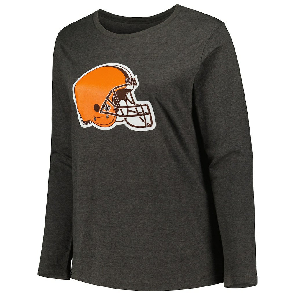Cleveland Browns Fanatics Women's Plus Size Primary Logo Long Sleeve Scoop Neck T-Shirt