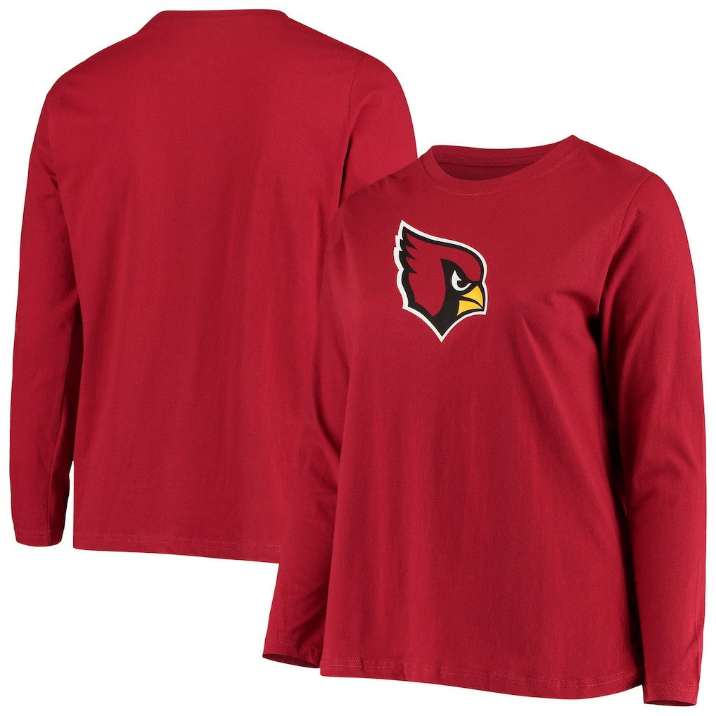 Arizona Cardinals Fanatics Women's Plus Size Primary Logo Long Sleeve Scoop Neck T-Shirt