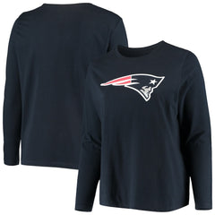 New England Patriots Fanatics Women's Plus Size Primary Logo Long Sleeve Scoop Neck T-Shirt
