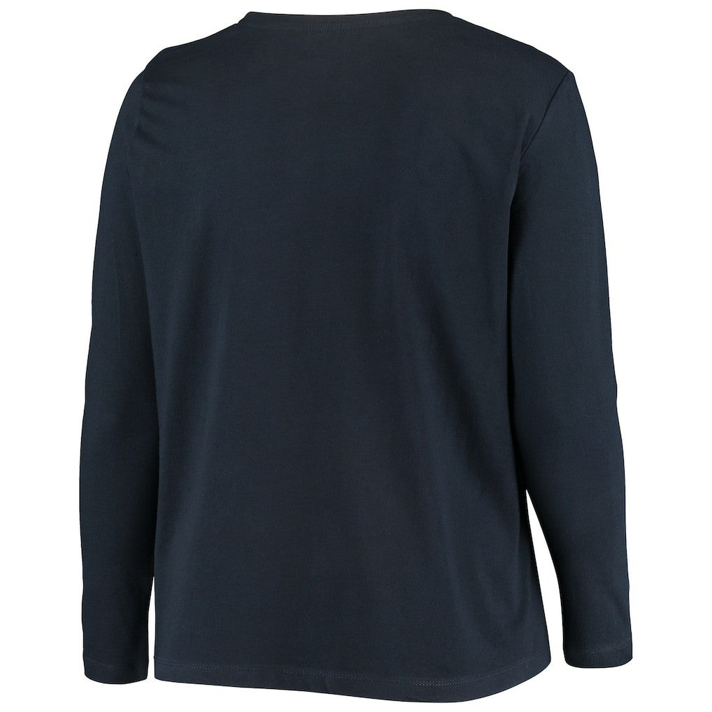 New England Patriots Fanatics Women's Plus Size Primary Logo Long Sleeve Scoop Neck T-Shirt