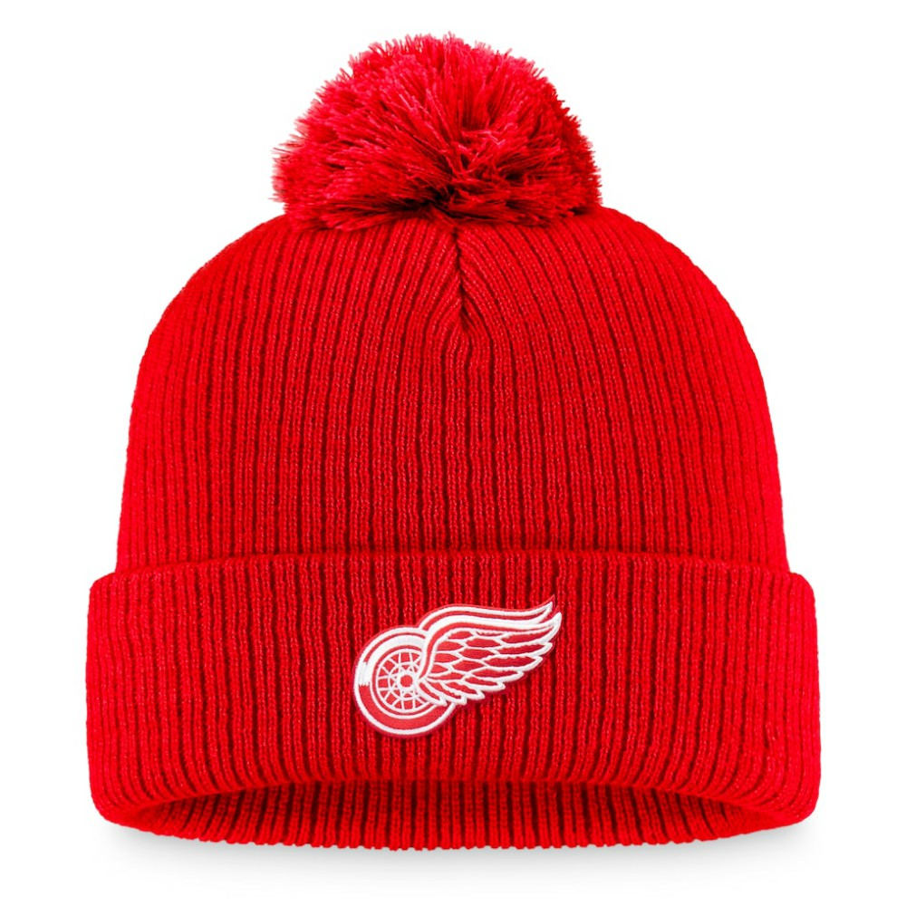 Detroit Red Wings Fanatics Primary Logo Cuffed Knit Hat with Pom Outlet