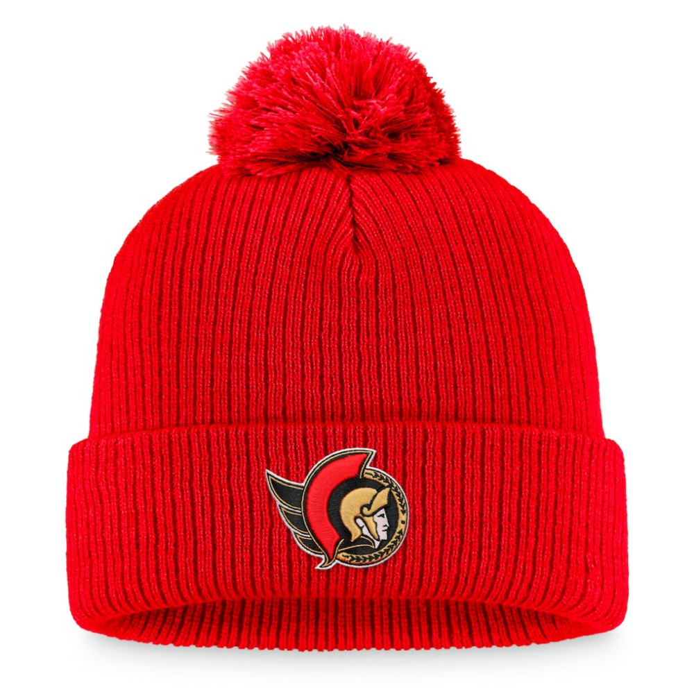 Ottawa Senators Fanatics Core Primary Logo Cuffed Knit Hat with Pom Outlet