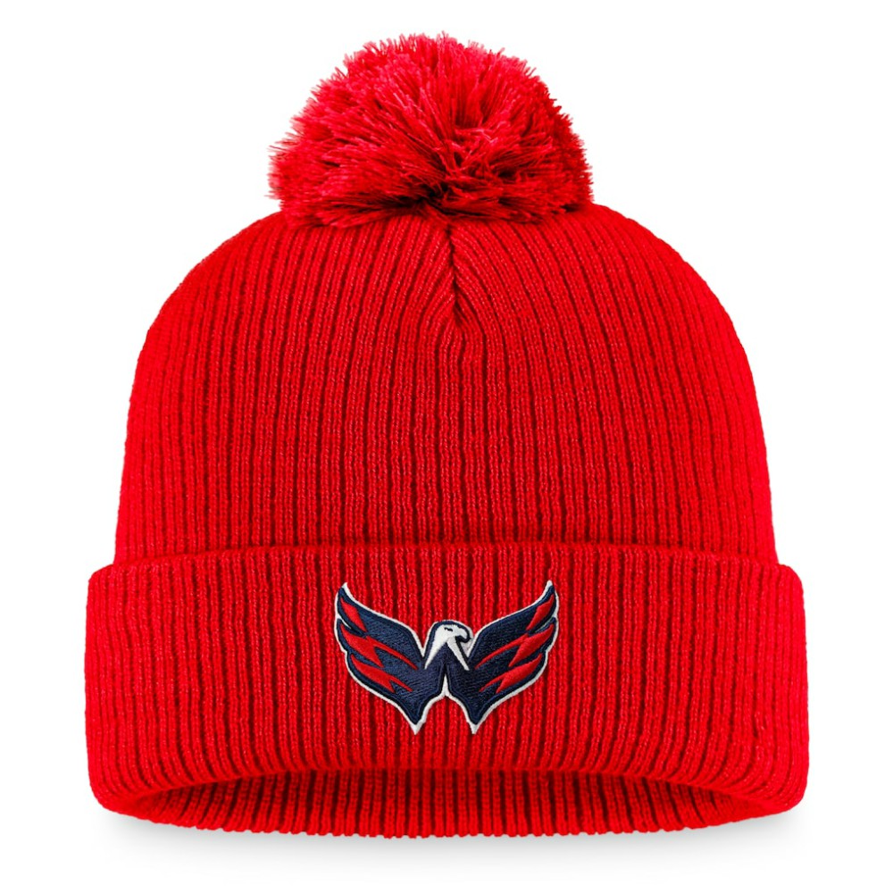 Washington Capitals Fanatics Primary Logo Cuffed Knit Hat with Pom Discount