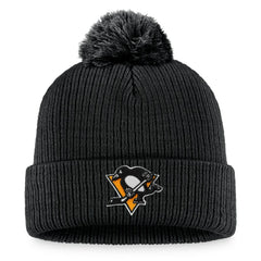 Pittsburgh Penguins Fanatics Primary Logo Cuffed Knit Hat with Pom On Sale