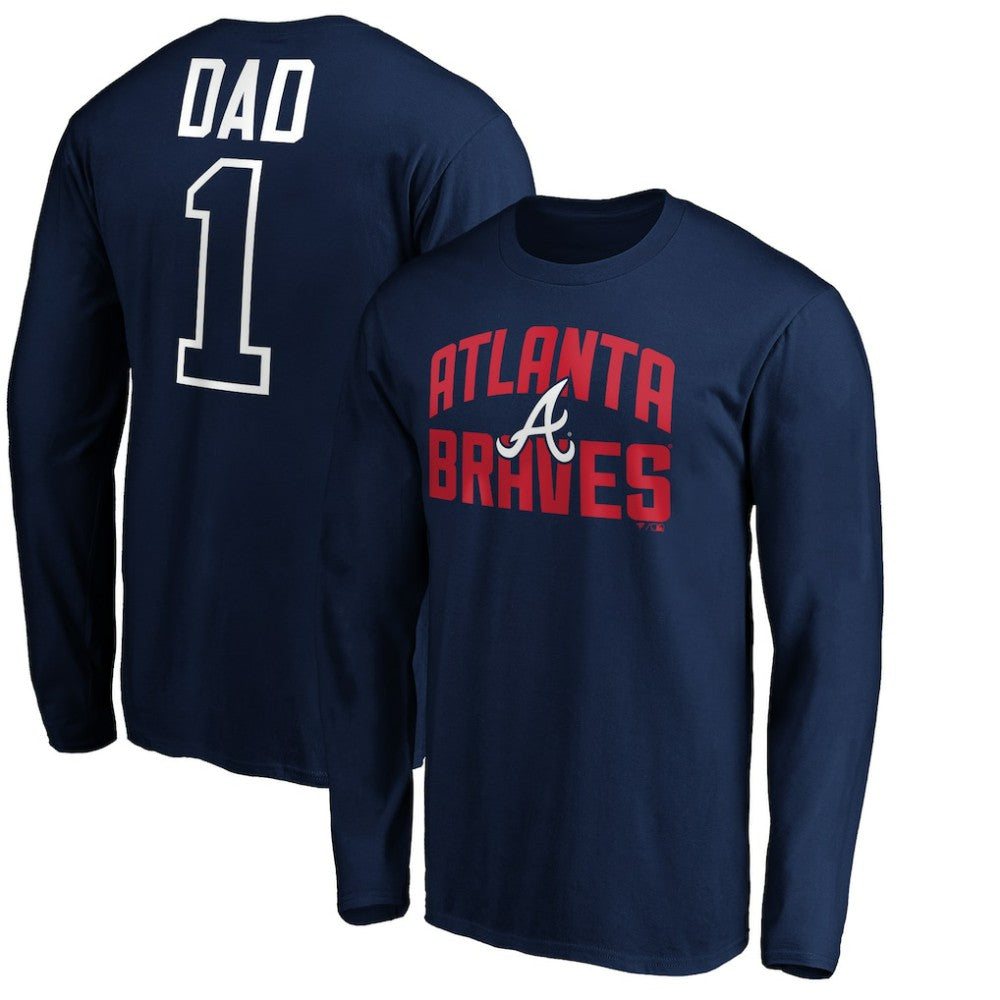 Atlanta Braves Father's Day #1 Dad Long Sleeve T-Shirt | MLB New