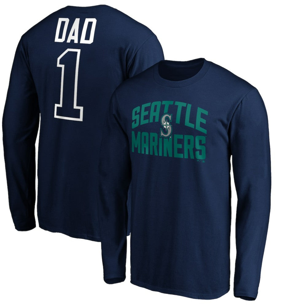 Seattle Mariners Father's Day #1 Dad Long Sleeve T-Shirt | MLB New