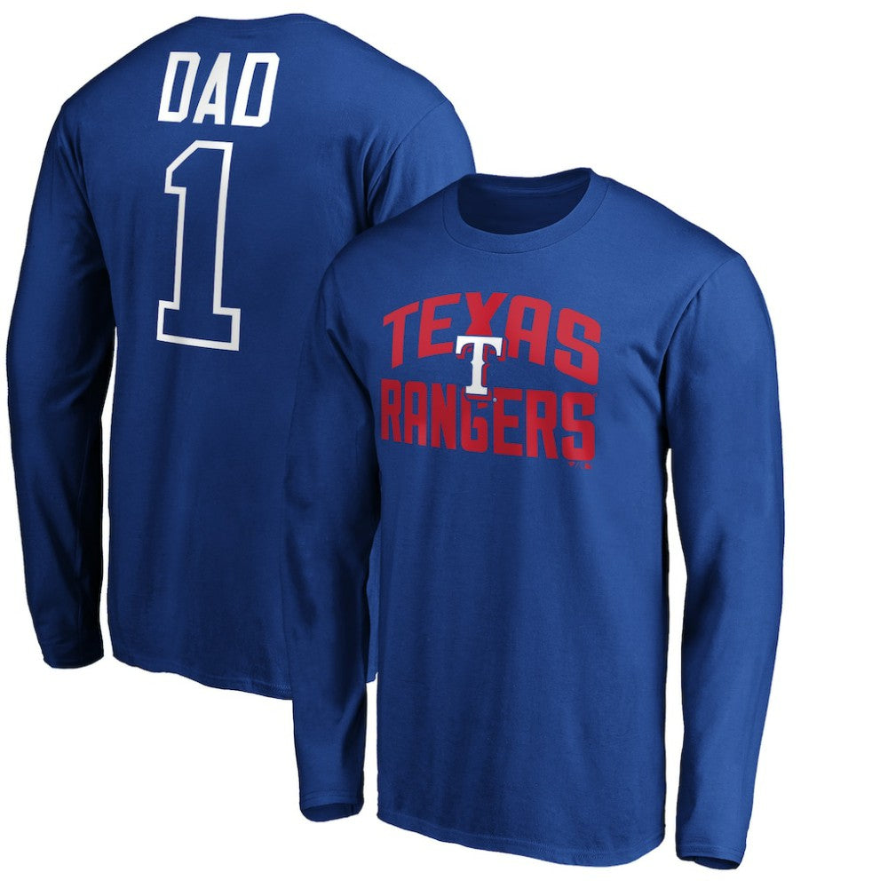 Texas Rangers Father's Day #1 Dad Long Sleeve T-Shirt | MLB Outlet