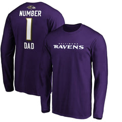 Baltimore Ravens  #1 Dad Long Sleeve Team Logo T-Shirt