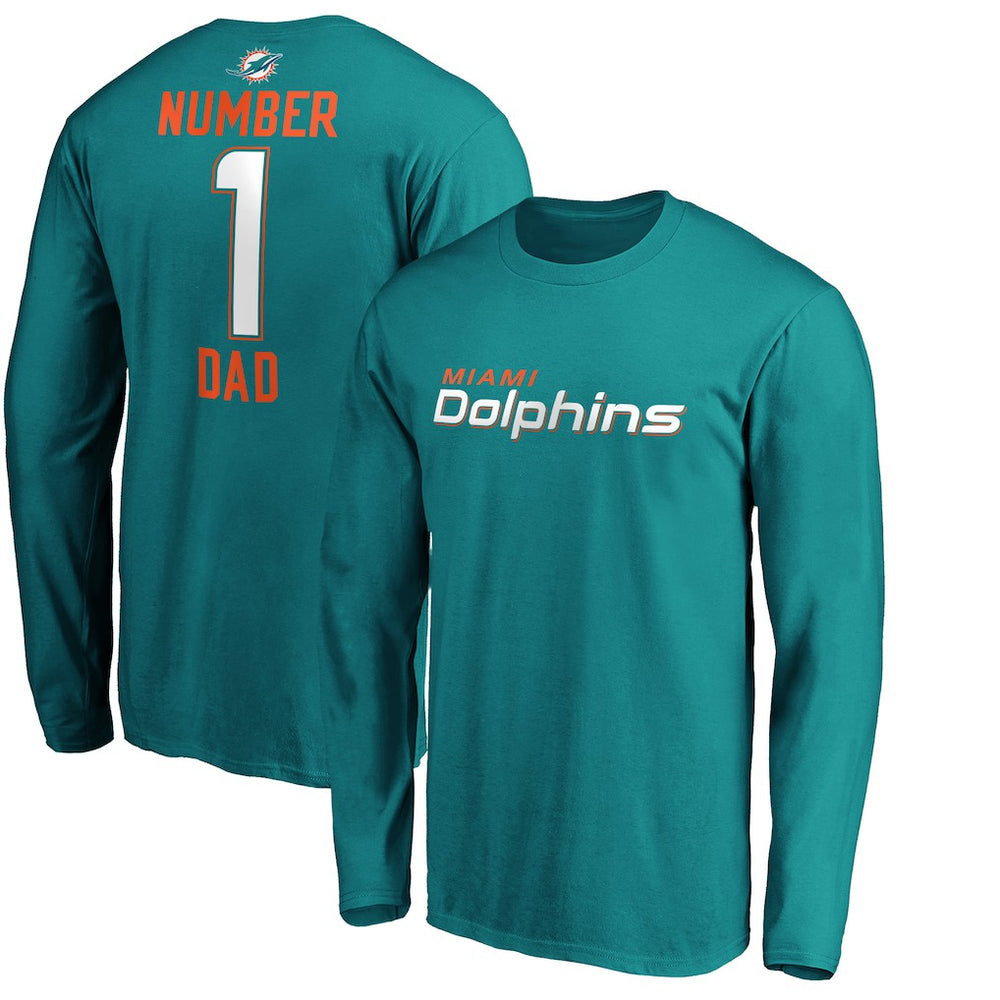 Miami Dolphins  #1 Dad Long Sleeve Team Logo T-Shirt