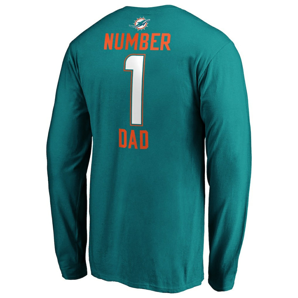 Miami Dolphins  #1 Dad Long Sleeve Team Logo T-Shirt