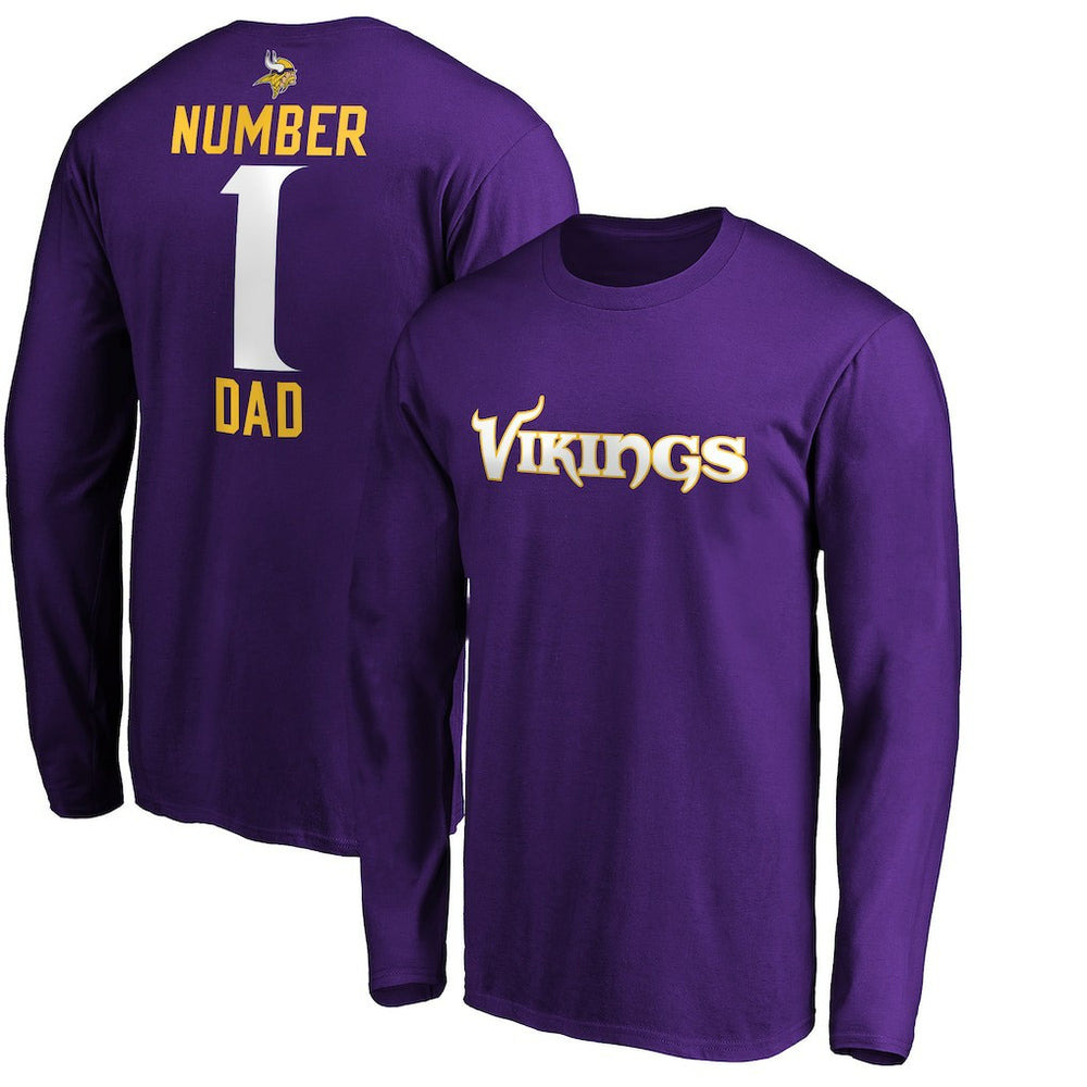 Minnesota Vikings  #1 Dad Long Sleeve Team Logo T-Shirt