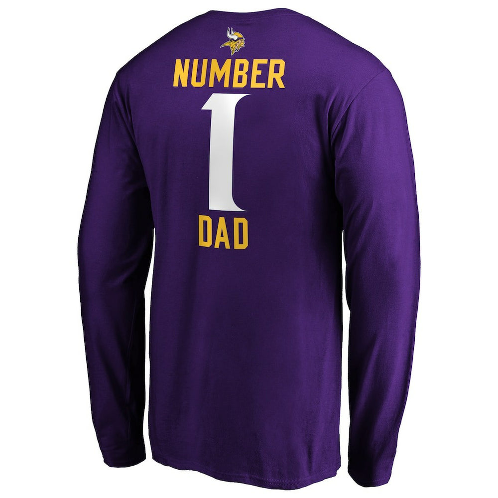 Minnesota Vikings  #1 Dad Long Sleeve Team Logo T-Shirt