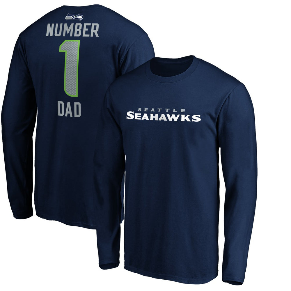 Seattle Seahawks  #1 Dad Long Sleeve Team Logo T-Shirt