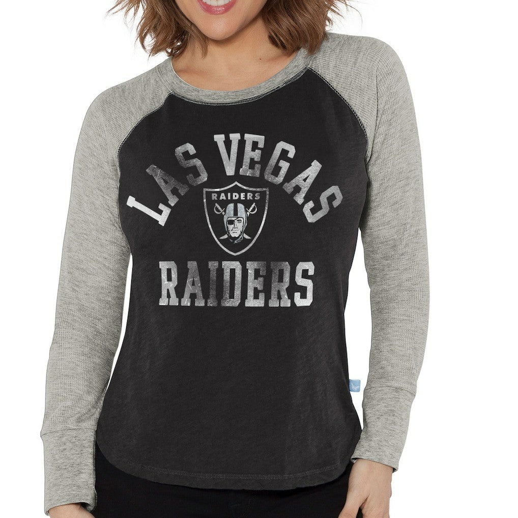Las Vegas Raiders  Touch Women's Waffle Raglan Lightweight Long Sleeve T-Shirt