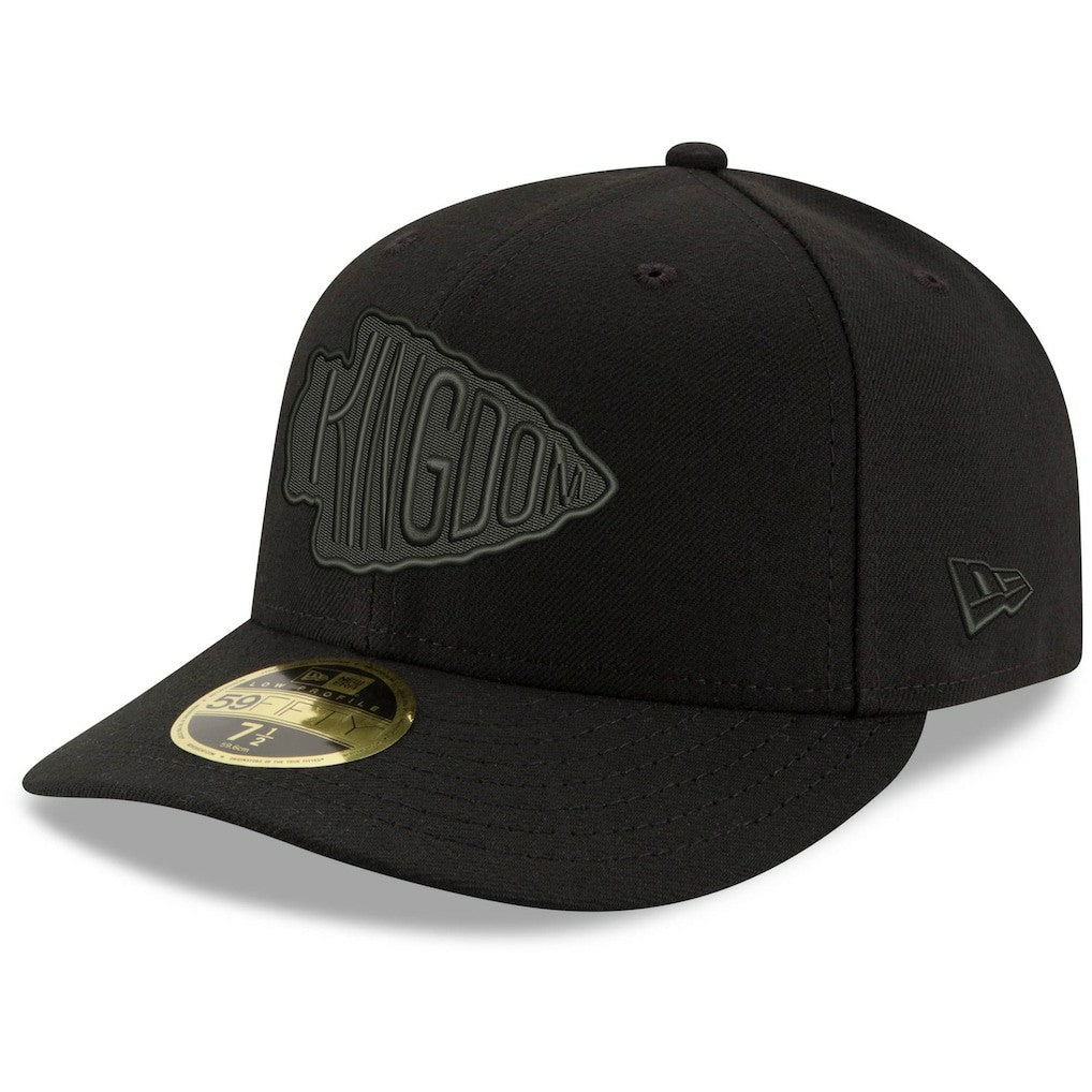 Kansas City Chiefs New Era Alternate Logo Black on Black Low Profile 59FIFTY II Fitted Hat
