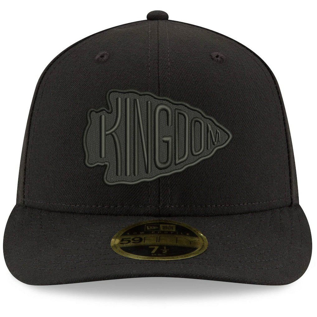 Kansas City Chiefs New Era Alternate Logo Black on Black Low Profile 59FIFTY II Fitted Hat