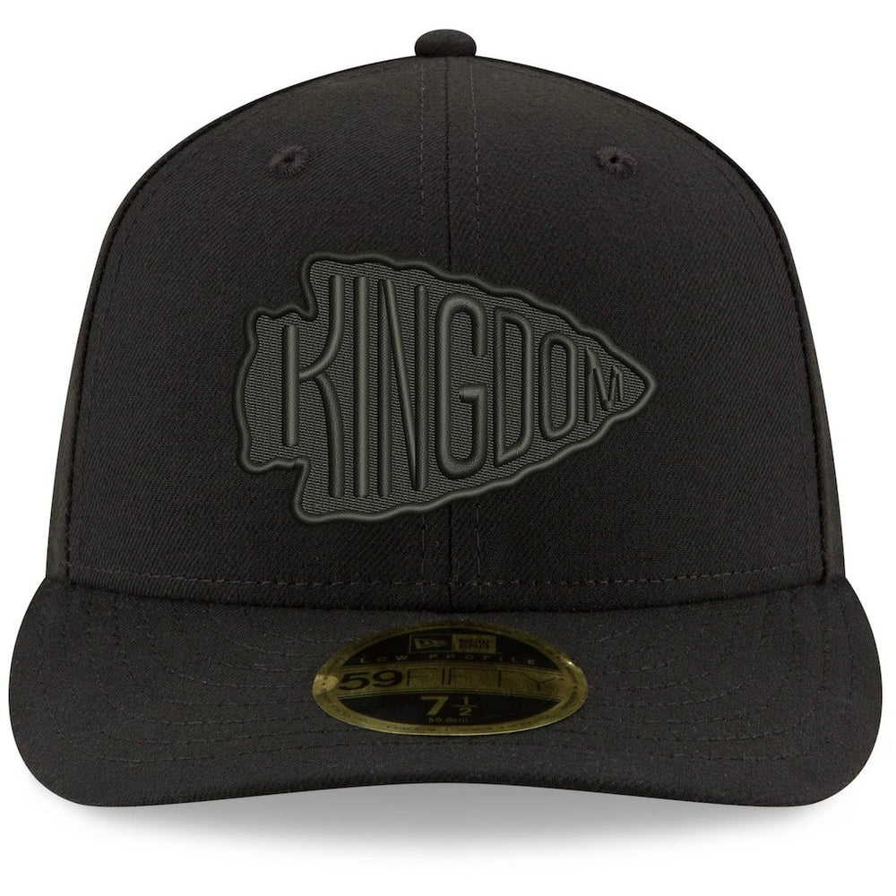 Kansas City Chiefs New Era Alternate Logo Black on Black Low Profile 59FIFTY II Fitted Hat