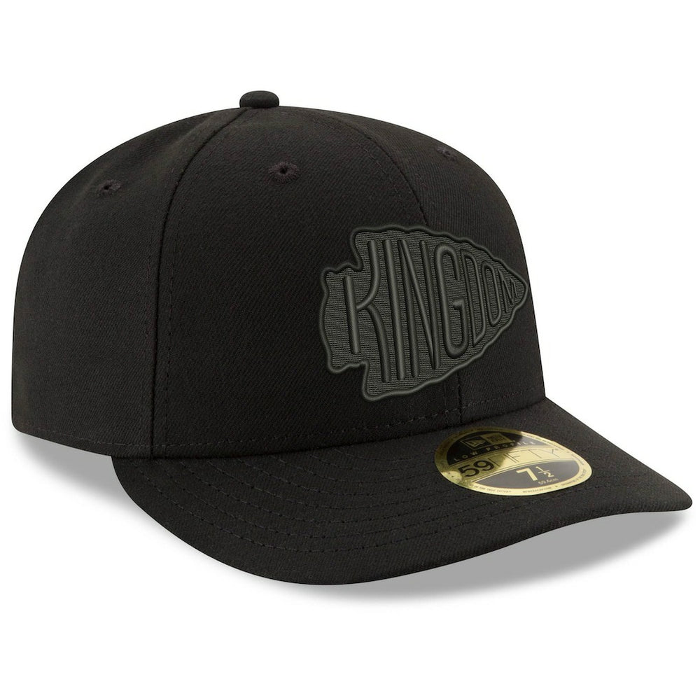 Kansas City Chiefs New Era Alternate Logo Black on Black Low Profile 59FIFTY II Fitted Hat