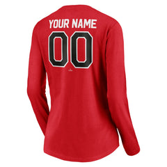 Cincinnati Reds Women's Personalized Winning Streak Name & Number Long Sleeve V-Neck T-Shirt | MLB Outlet