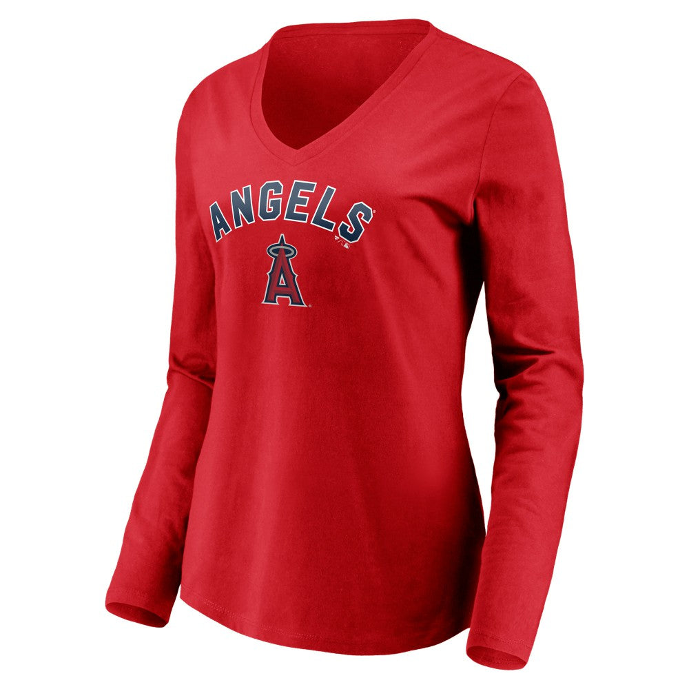 Los Angeles Angels Women's Personalized Winning Streak Name & Number Long Sleeve V-Neck T-Shirt | MLB Outlet