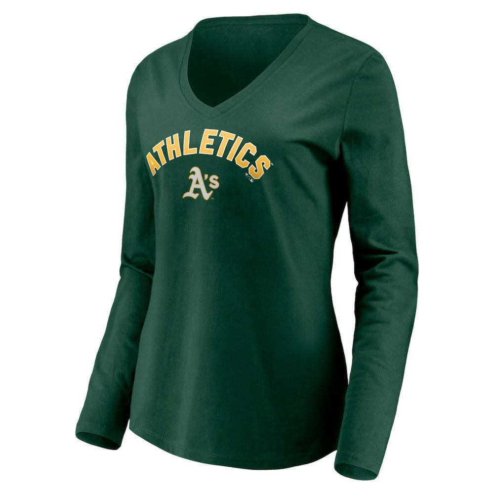 Athletics Women's Personalized Winning Streak Name & Number Long Sleeve V-Neck T-Shirt | MLB New