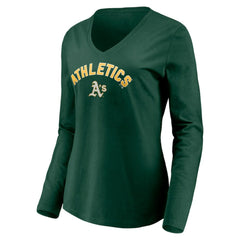 Athletics Women's Personalized Winning Streak Name & Number Long Sleeve V-Neck T-Shirt | MLB New