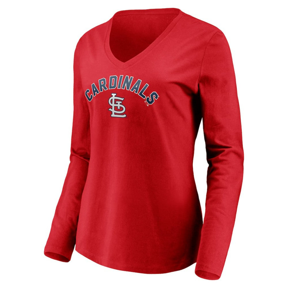 St. Louis Cardinals Women's Personalized Winning Streak Name & Number Long Sleeve V-Neck T-Shirt | MLB Discount