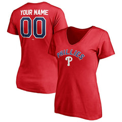 Philadelphia Phillies Women's Personalized Winning Streak Name & Number V-Neck T-Shirt | MLB On Sale