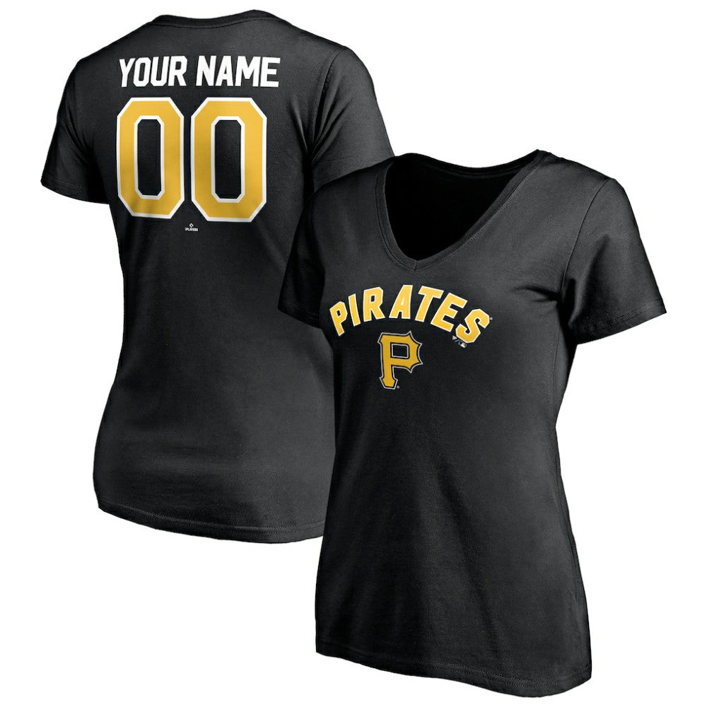 Pittsburgh Pirates Women's Personalized Winning Streak Name & Number V-Neck T-Shirt | MLB Discount