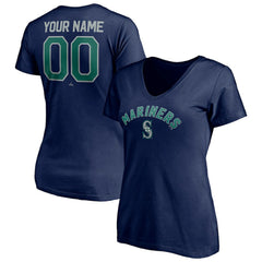 Seattle Mariners Women's Personalized Winning Streak Name & Number V-Neck T-Shirt | MLB Discount