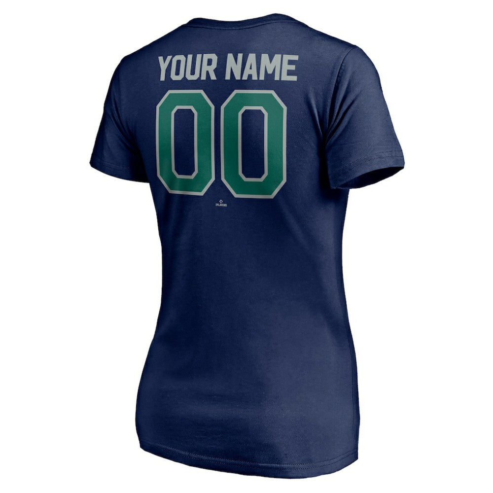 Seattle Mariners Women's Personalized Winning Streak Name & Number V-Neck T-Shirt | MLB Discount