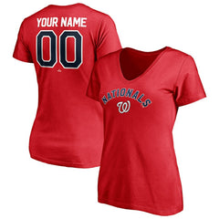 Washington Nationals Women's Personalized Winning Streak Name & Number V-Neck T-Shirt | MLB Sale