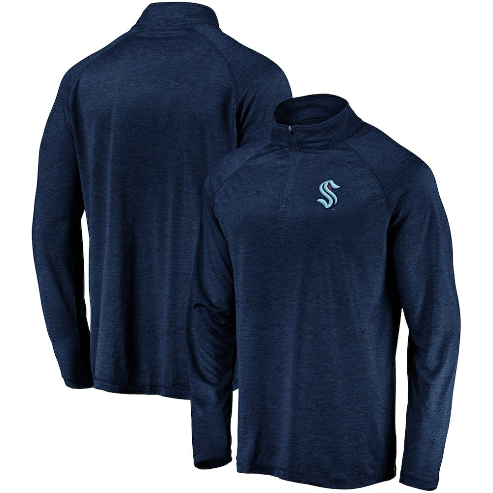 Seattle Kraken Fanatics Primary Logo Quarter-Zip Pullover Fleece Jacket On Sale