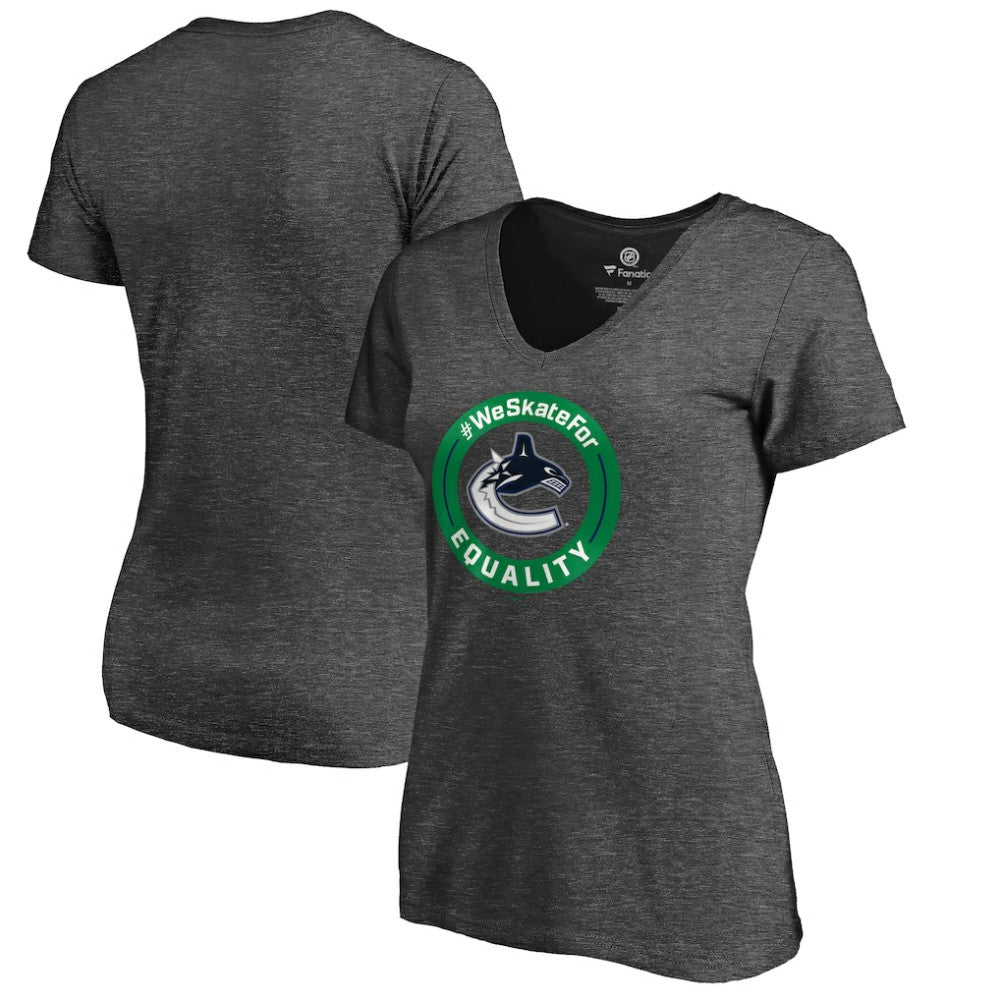 Vancouver Canucks Women's #WeSkateFor V-Neck T-Shirt On Sale