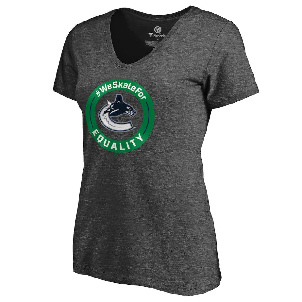 Vancouver Canucks Women's #WeSkateFor V-Neck T-Shirt On Sale