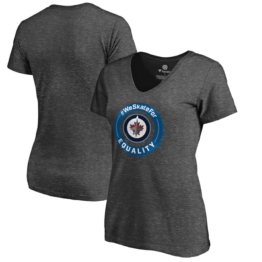 Winnipeg Jets Women's #WeSkateFor V-Neck T-Shirt On Sale