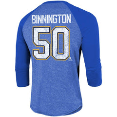 Jordan Binnington St. Louis Blues Fanatics Name & Number Tri-Blend Raglan 3/4-Sleeve T-Shirt Online